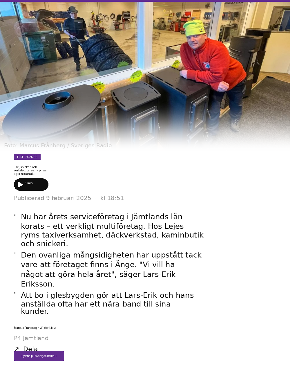 Sveriges Radio – artikel om Lejes Taxi & Buss